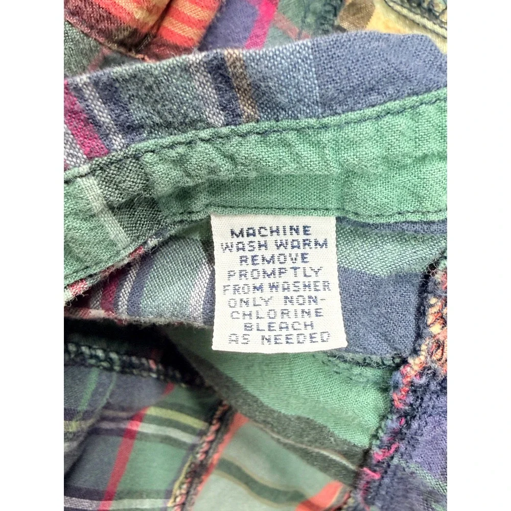vtg 90s Polo Ralph Lauren Mens‎ sz XL Patchwork madras Plaid Button Down Shirt